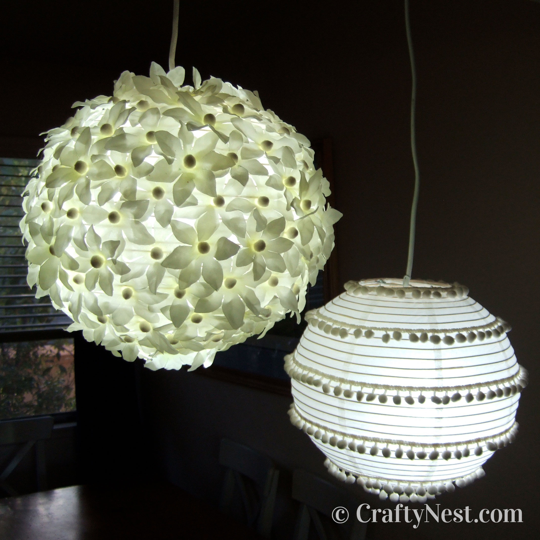 Download Two paper lanterns: flowers & pom poms | Crafty Nest